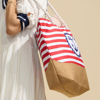 Coastal Chic Nautical Anchor & Stripe Beach Tote