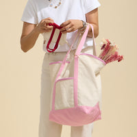 Ecofriendly Basic Cotton Canvas Everywhere Carry Tote Bag with Charm Holder