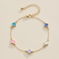 Gold Plated Mini-Floral Chain Bracelet with adjustable clasp