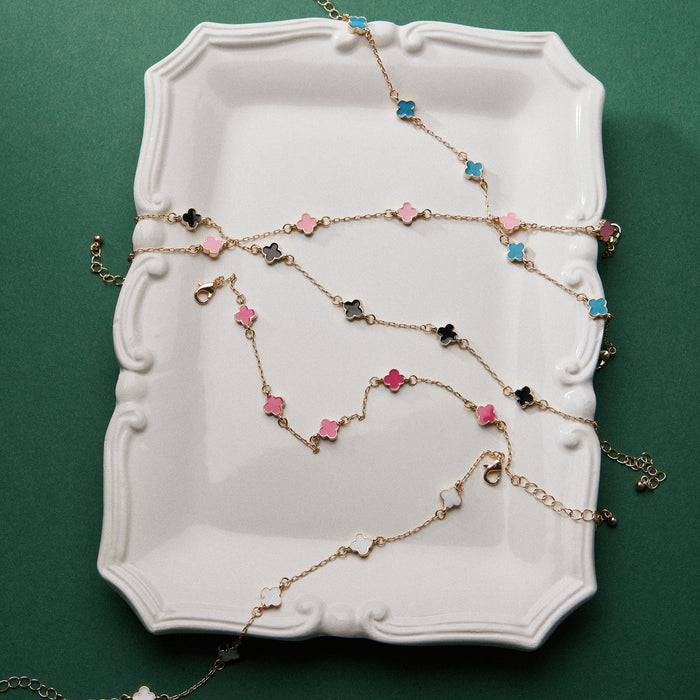 Gold Plated Mini-Floral Chain Bracelet with adjustable clasp