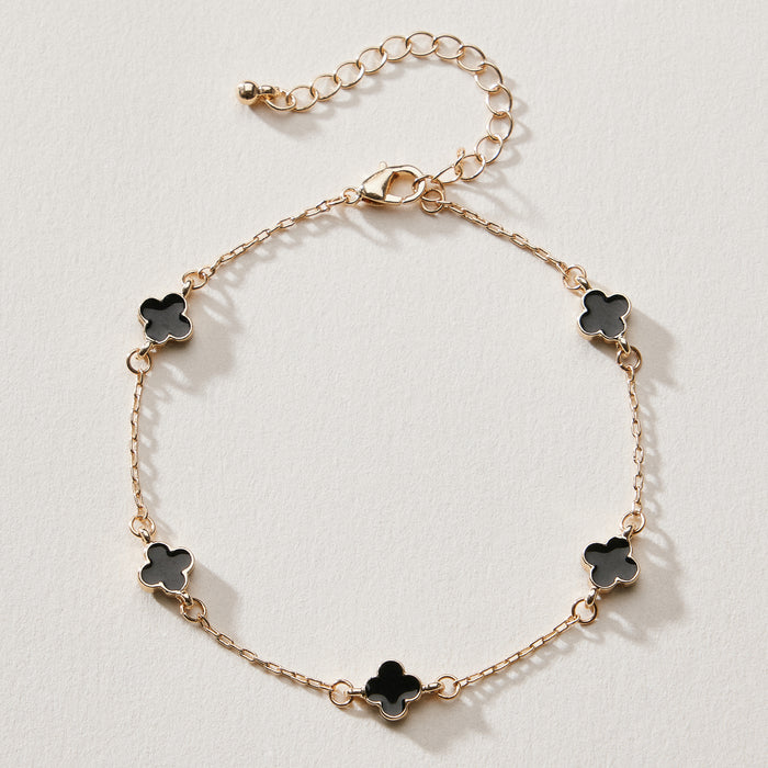 Gold Plated Mini-Floral Chain Bracelet with adjustable clasp