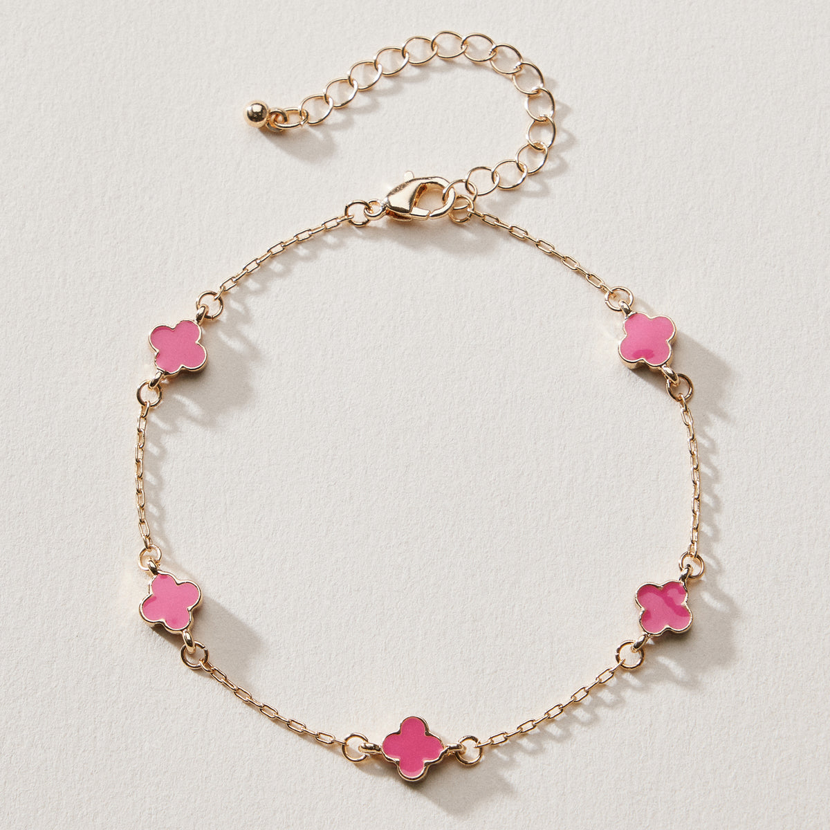 Gold Plated Mini-Floral Chain Bracelet with adjustable clasp
