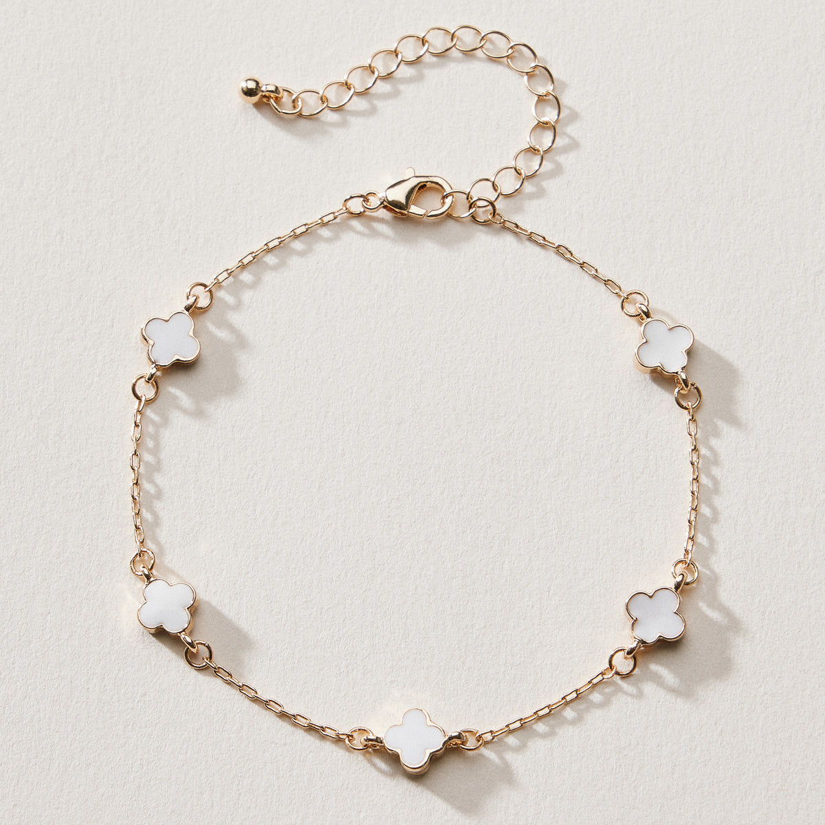 Gold Plated Mini-Floral Chain Bracelet with adjustable clasp