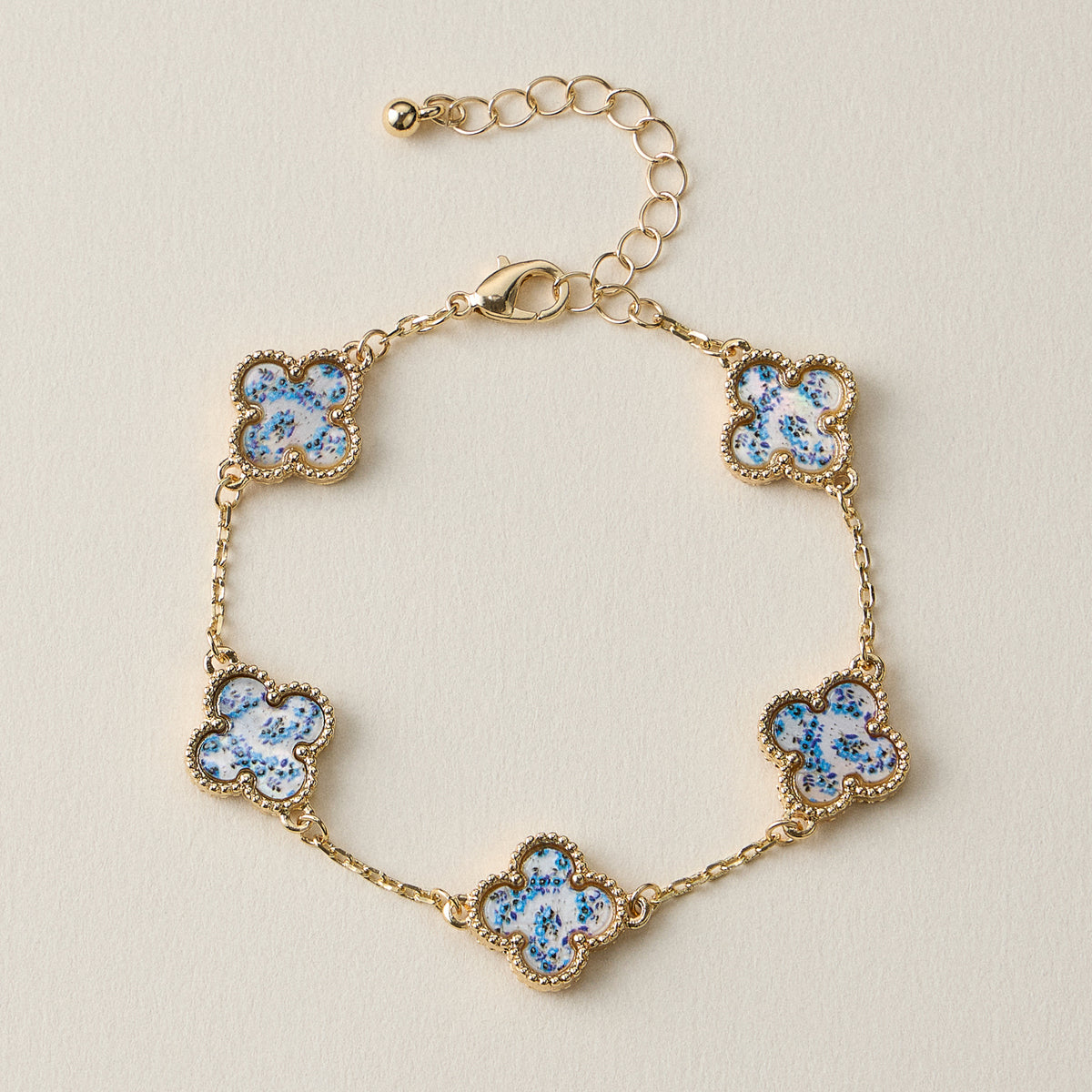 Colorful Shell Charm Bracelet with Gold Detailing