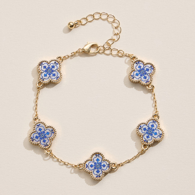 Colorful Shell Charm Bracelet with Gold Detailing