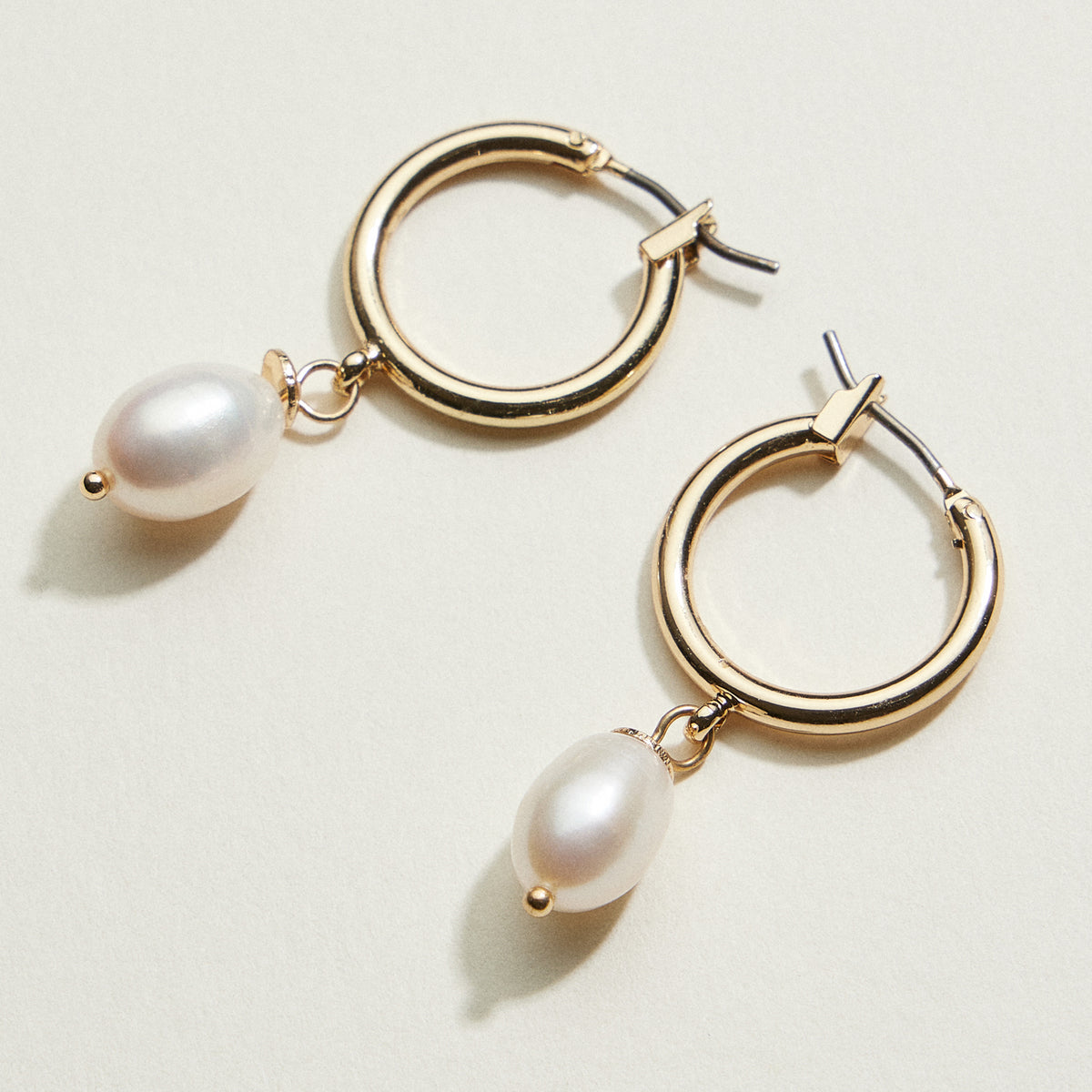 Pearl Drop Hoop Earrings | Pearl Jewelry