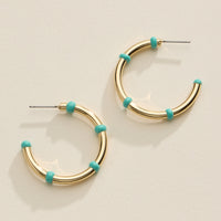 Gold Beaded Hoop Earrings – Colorful Enamel Accents, Trendy Minimalist Jewelry