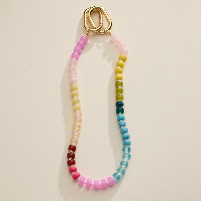 Colorful Beaded Bag Charm with Gold Clasp Trendy Accessory