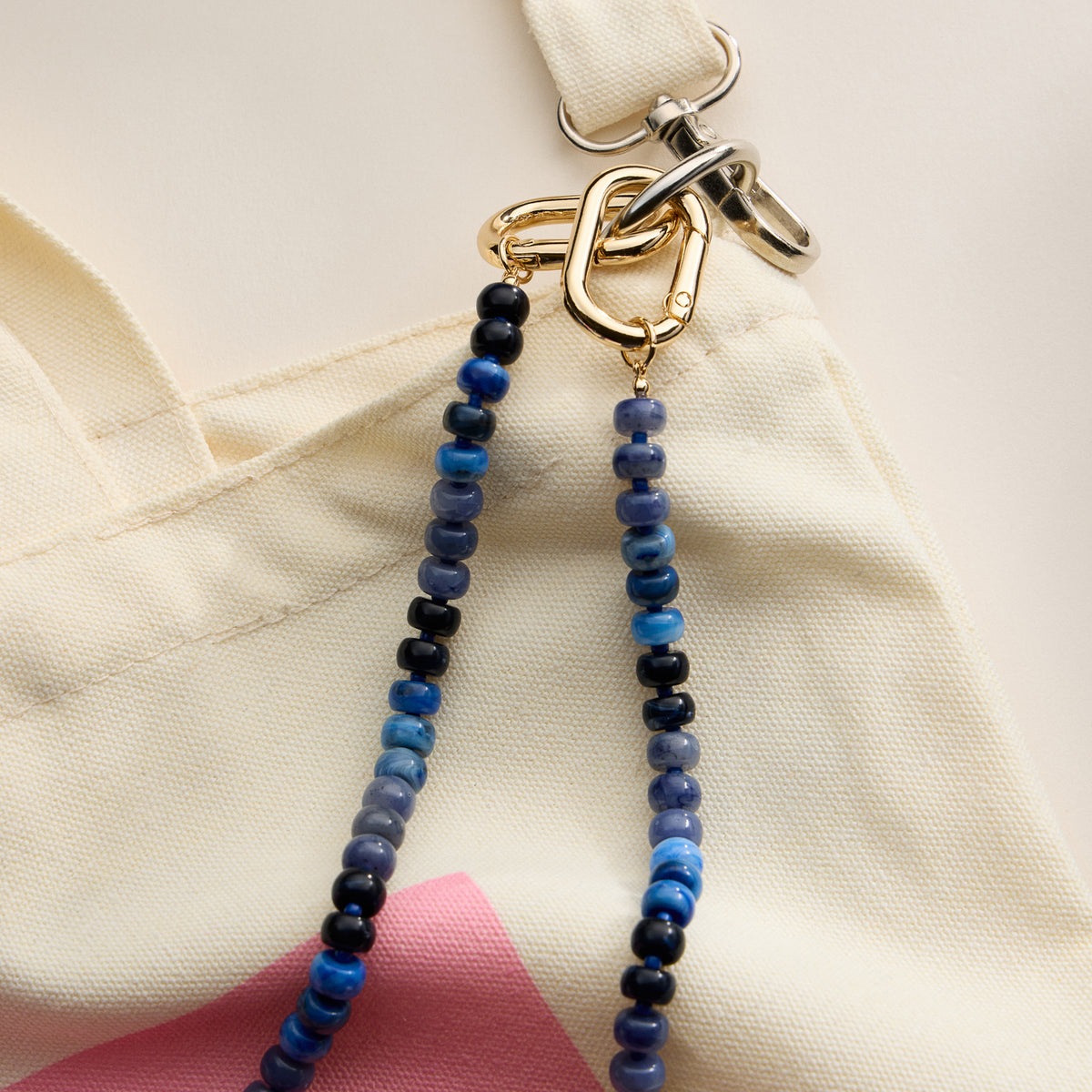 Colorful Beaded Bag Charm with Gold Clasp Trendy Accessory