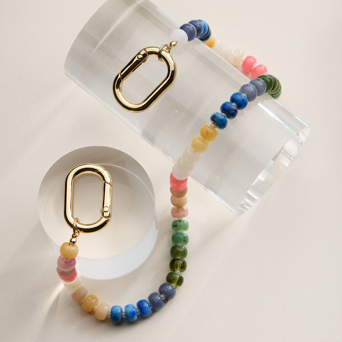 Colorful Beaded Bag Charm with Gold Clasp Trendy Accessory