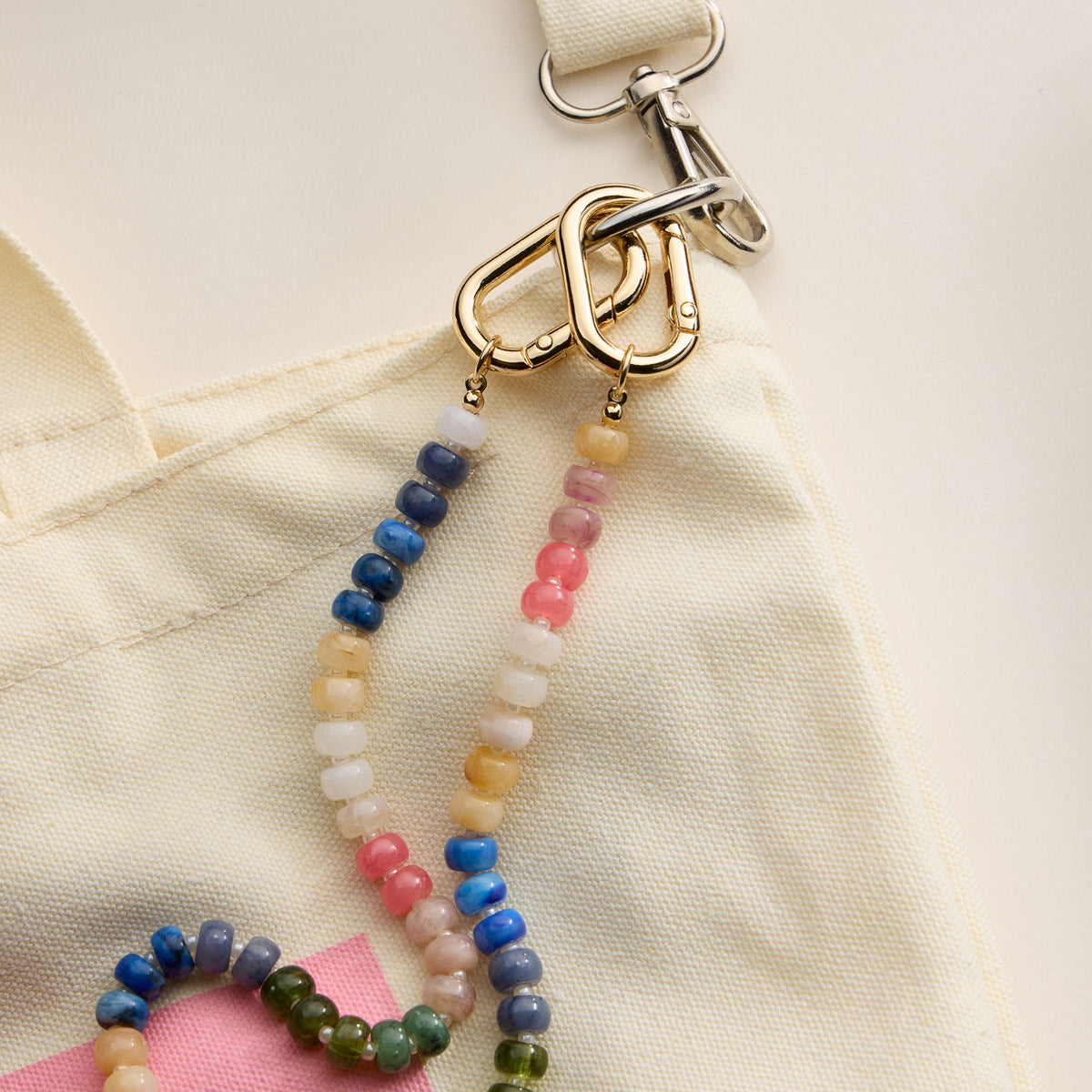 Colorful Beaded Bag Charm with Gold Clasp Trendy Accessory