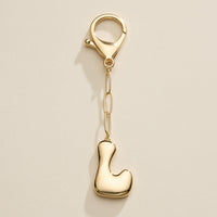 Bubble Letter Initial Keychain – Gold and Silver Tone Personalized Charm