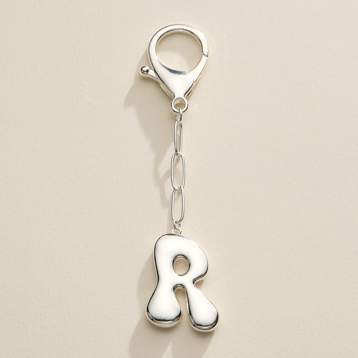 Bubble Letter Initial Keychain – Gold and Silver Tone Personalized Charm