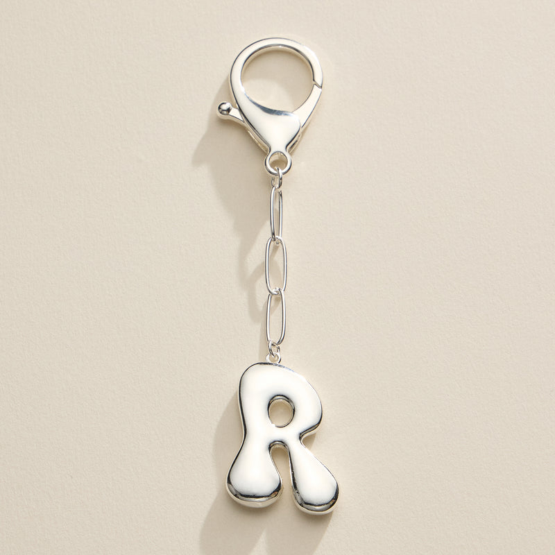 Bubble Letter Initial Keychain – Gold and Silver Tone Personalized Charm