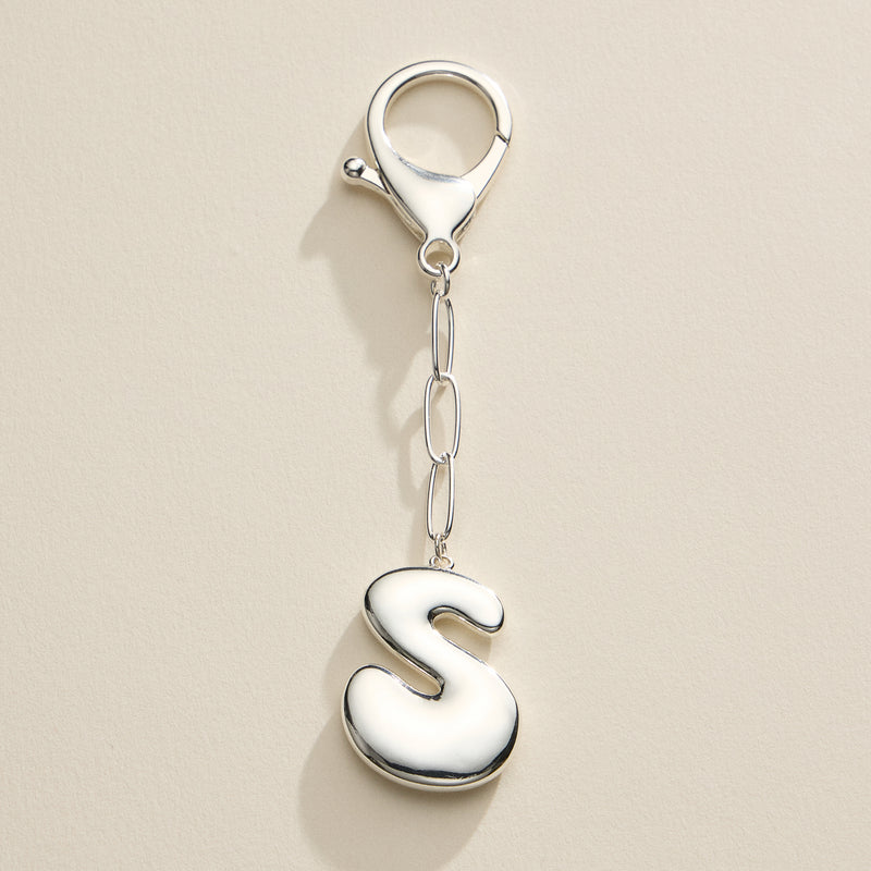 Bubble Letter Initial Keychain – Gold and Silver Tone Personalized Charm