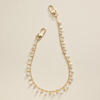Elegant Gold Chain Bag Strap with Pearl Accents Chic Handbag Accessory