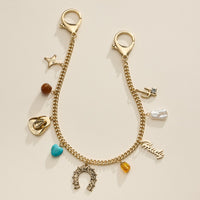 Western Charm Gold Chain Bag Strap with Horseshoe and Cowboy Hat Accents