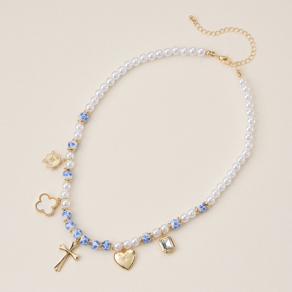 Faith & Love Pearl Ceramic Mixed Necklace