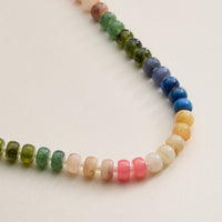 Gradient Color Round Disc Beaded Necklace