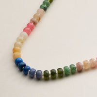 Gradient Color Round Disc Beaded Necklace