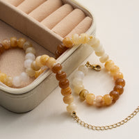 Gradient Color Round Disc Beaded Necklace