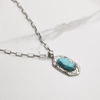 Etched Turquoise Pendant Necklace