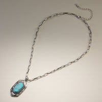Etched Turquoise Pendant Necklace