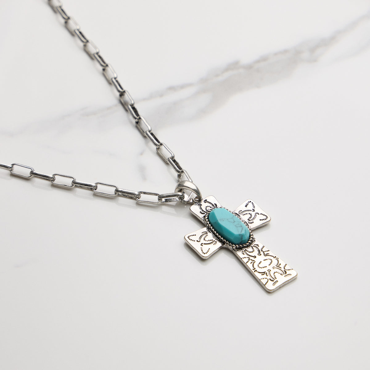 Turquoise Cross Pendant Necklace