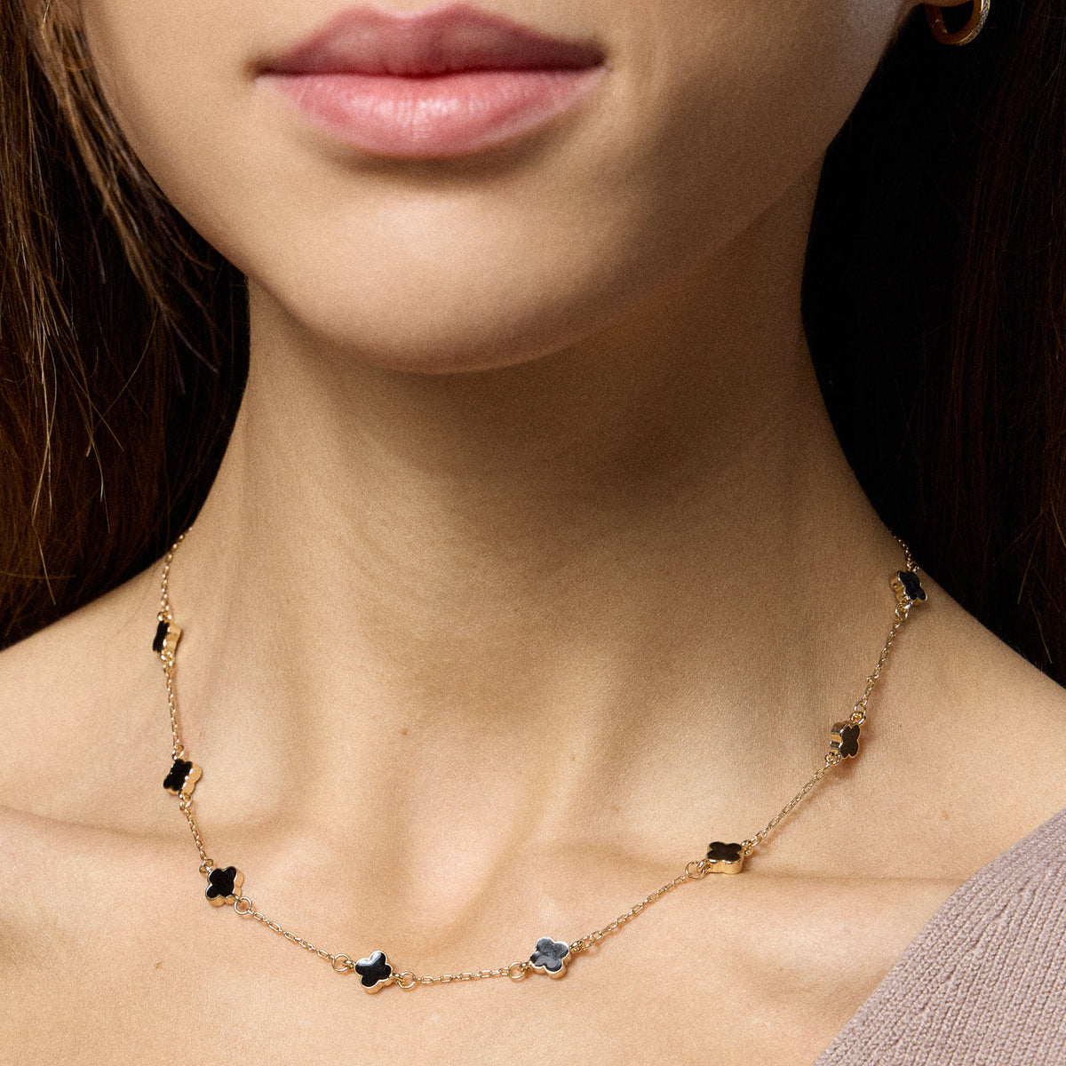 Gold Charm Necklace with Enamel Accents Elegant Minimalist Jewelry