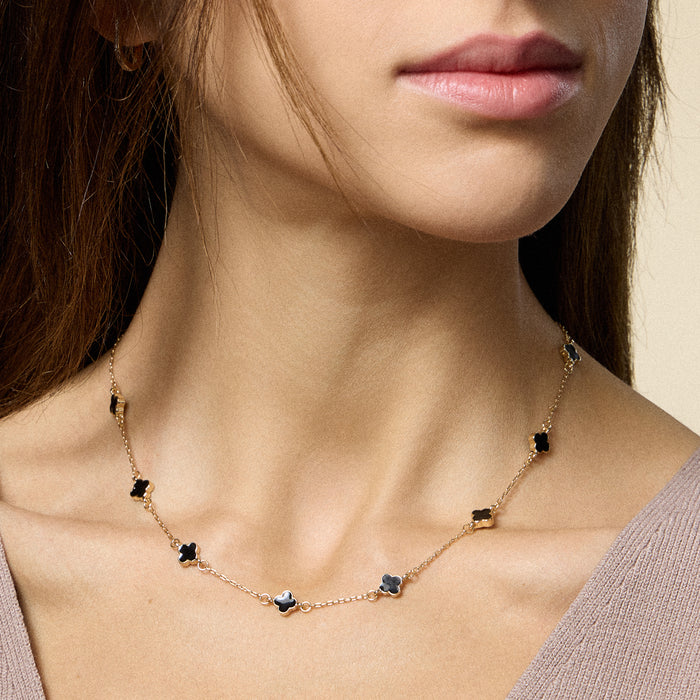 Gold Charm Necklace with Enamel Accents Elegant Minimalist Jewelry