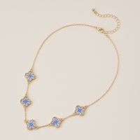 Blue Floral Mother of Pearl Necklace
