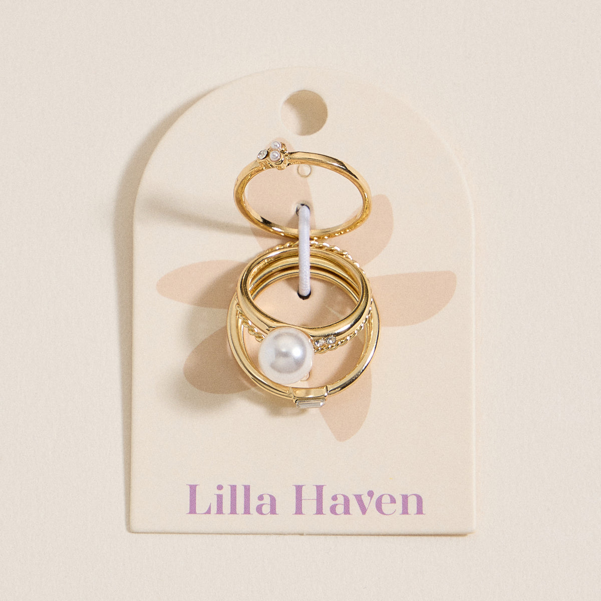 Gold Pearl Accent Ring Set