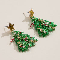 Holiday Christmas Tree Drop Earrings with Titanium Post