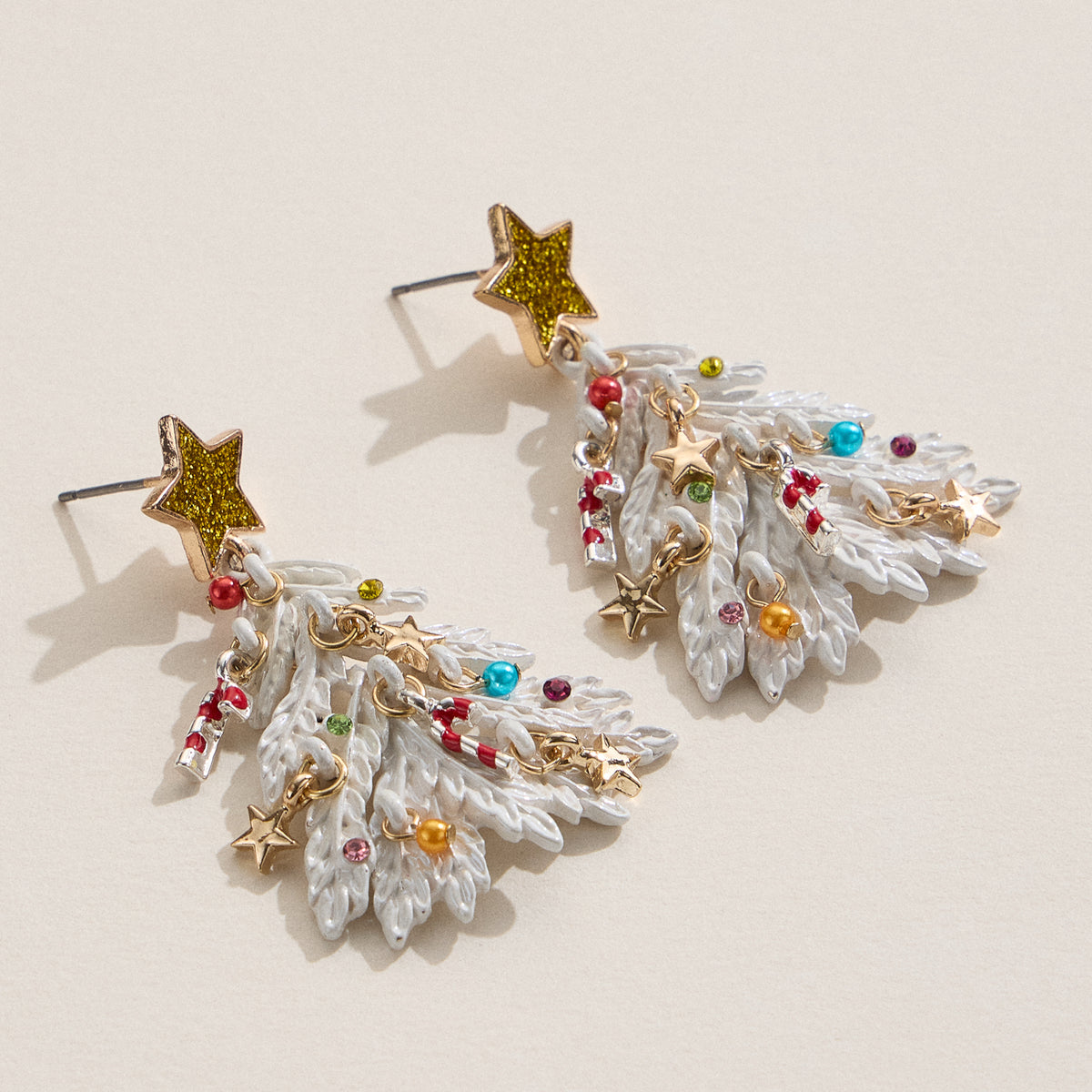 Holiday Christmas Tree Drop Earrings with Titanium Post