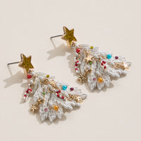 Holiday Christmas Tree Drop Earrings with Titanium Post