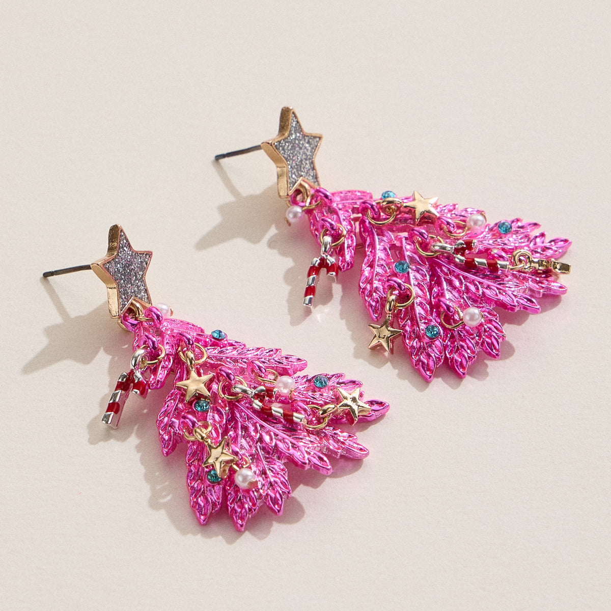 Holiday Christmas Tree Drop Earrings with Titanium Post