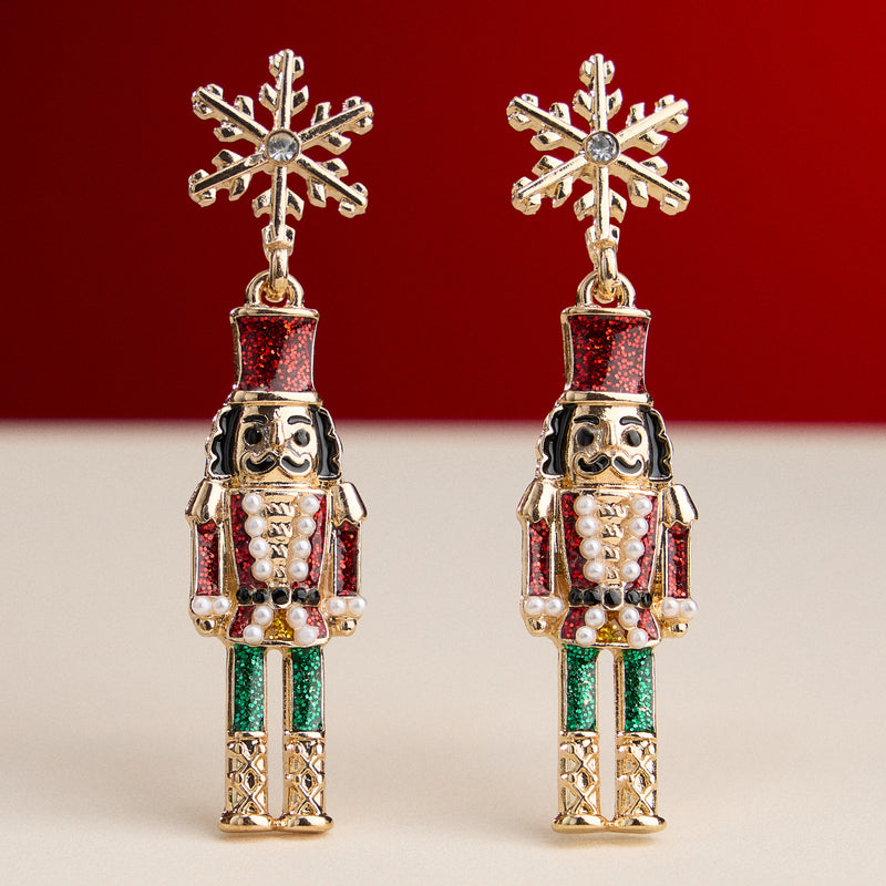 Nutcracker Enamel Earrings with Titanium Post