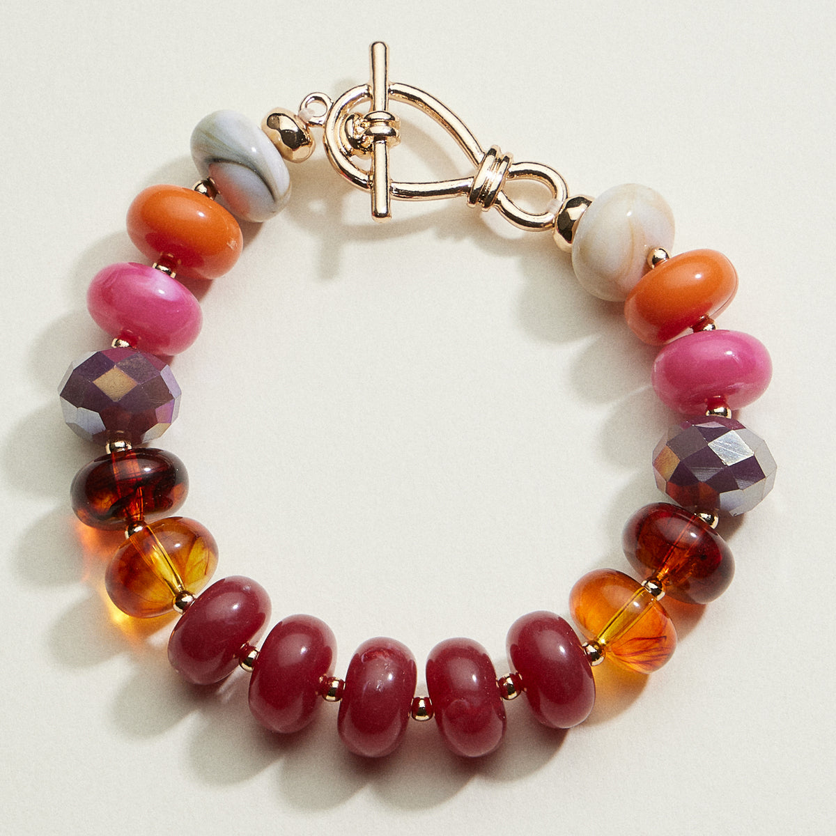 Multicolored Bead Toggle Stretch Bracelet | Beaded Jewelry