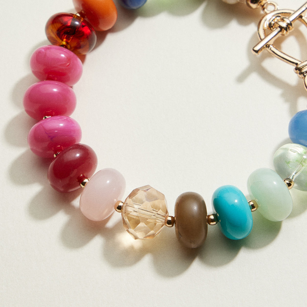 Multicolored Bead Toggle Stretch Bracelet | Beaded Jewelry