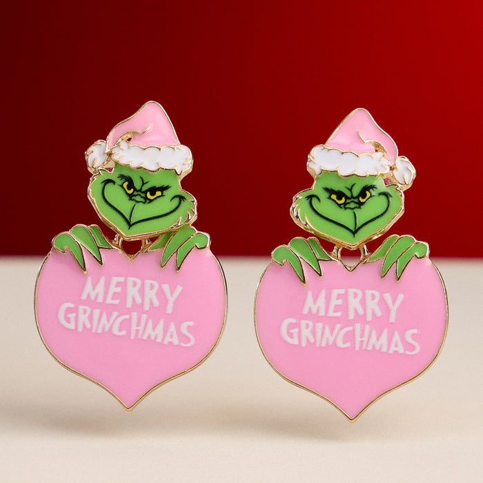 Holiday Monster Heart Earrings with Titanium Posts