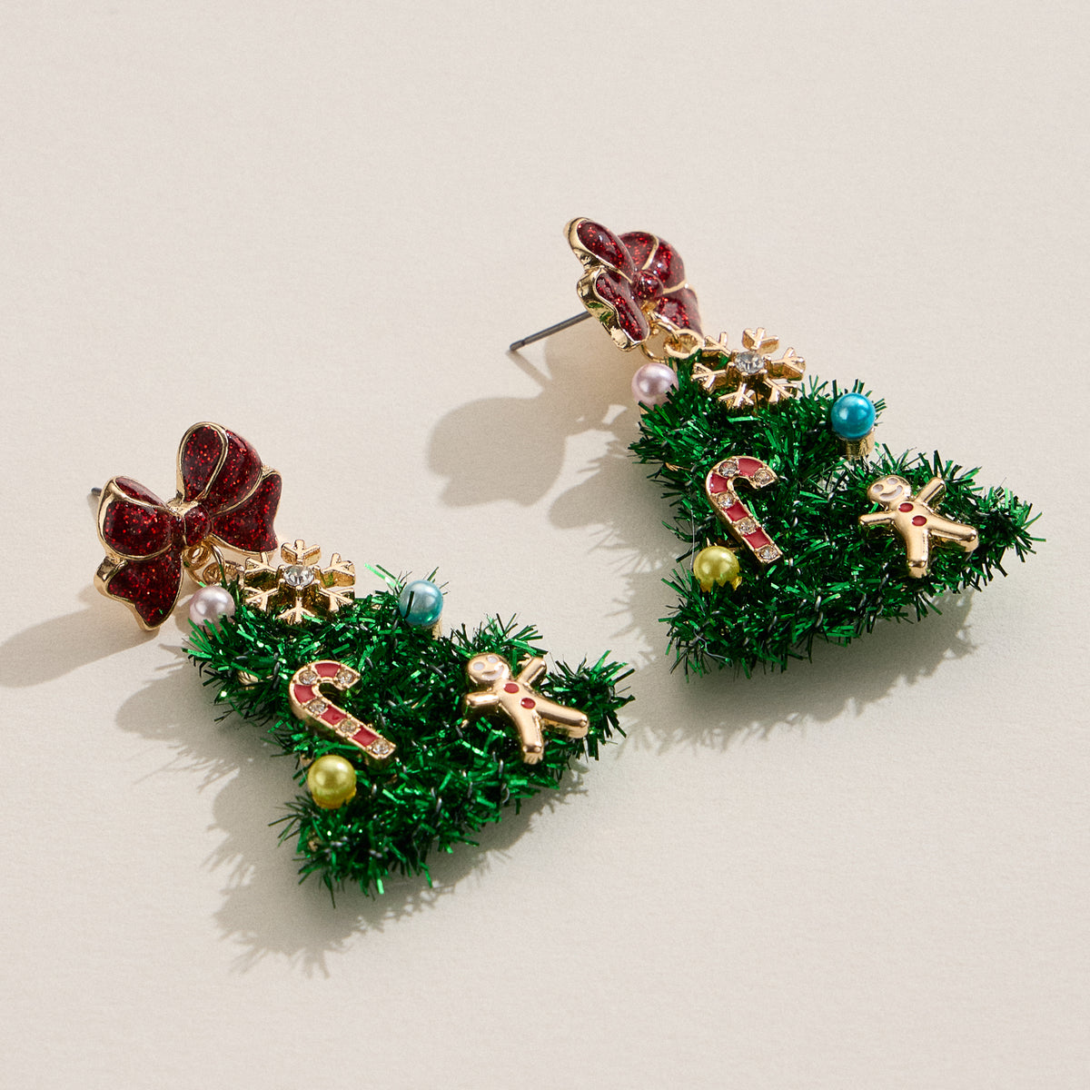 Christmas Tree Ornament Earrings with Titanium Posts