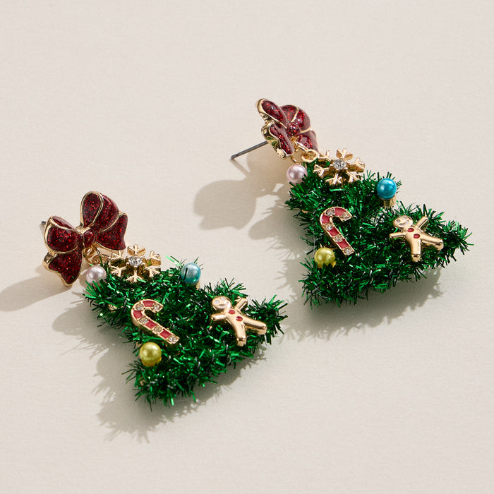 Christmas Tree Ornament Earrings with Titanium Posts