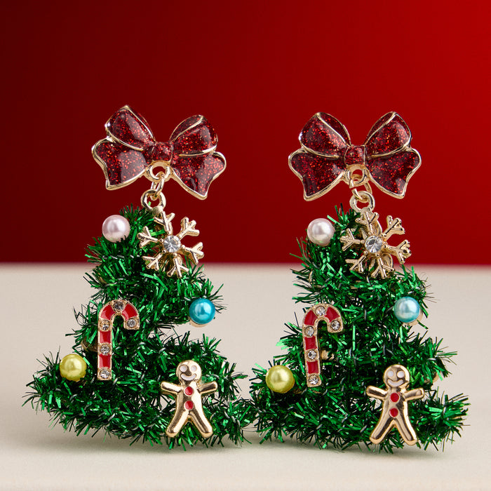 Christmas Tree Ornament Earrings with Titanium Posts