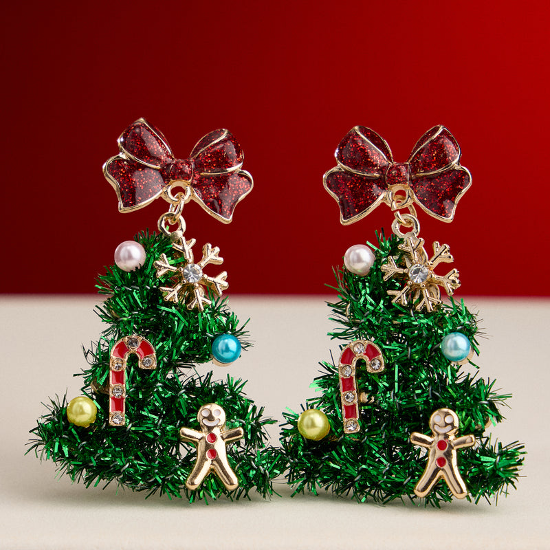 Christmas Tree Ornament Earrings with Titanium Posts