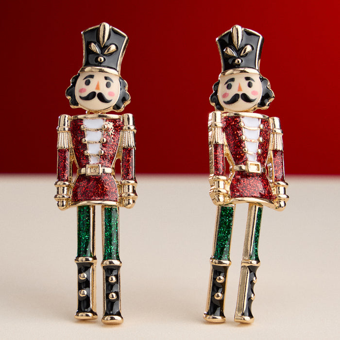 Nutcracker Enamel Earrings with Titanium Posts