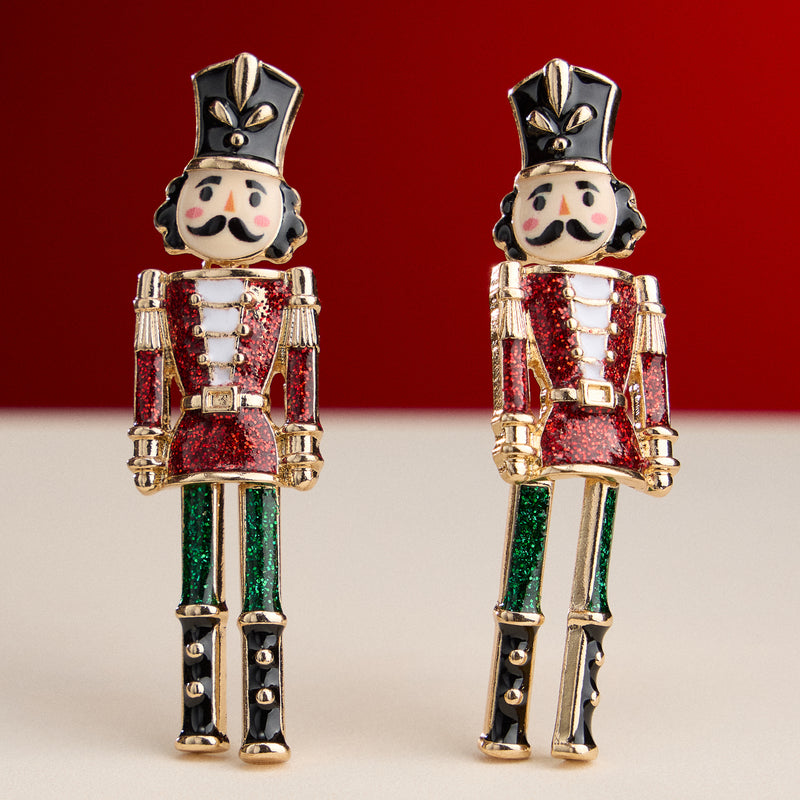 Nutcracker Enamel Earrings with Titanium Posts