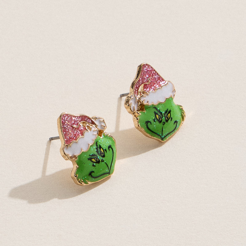 Green Monster Holiday Stud Earrings with Titanium Posts