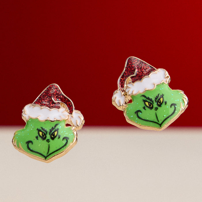 Green Monster Holiday Stud Earrings with Titanium Posts
