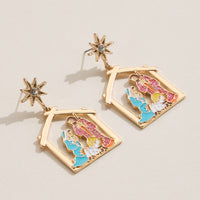 Nativity Scene Enamel Earrings with Titanium Posts