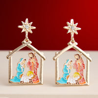 Nativity Scene Enamel Earrings with Titanium Posts